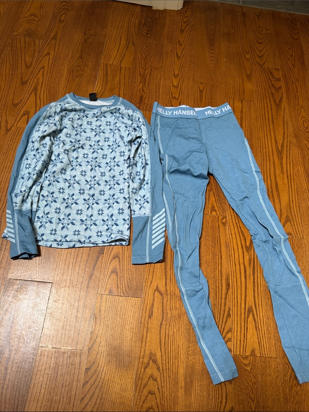 Helly Hansen Kids Blue Thermal Pajama Set with Snowflake Pattern